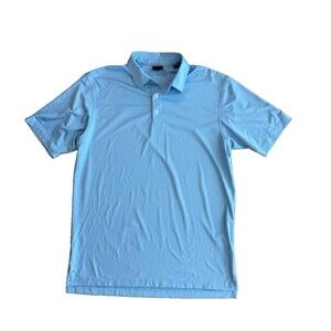 Dunning Golf Polo Shirt Mens Medium Light Blue Stretch Short Sleeve Performance